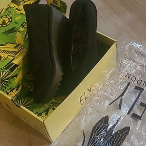 NEW in Box! Fly London YAZ Wedge Shoes in Espresso Suede, Size 39 EURO/8